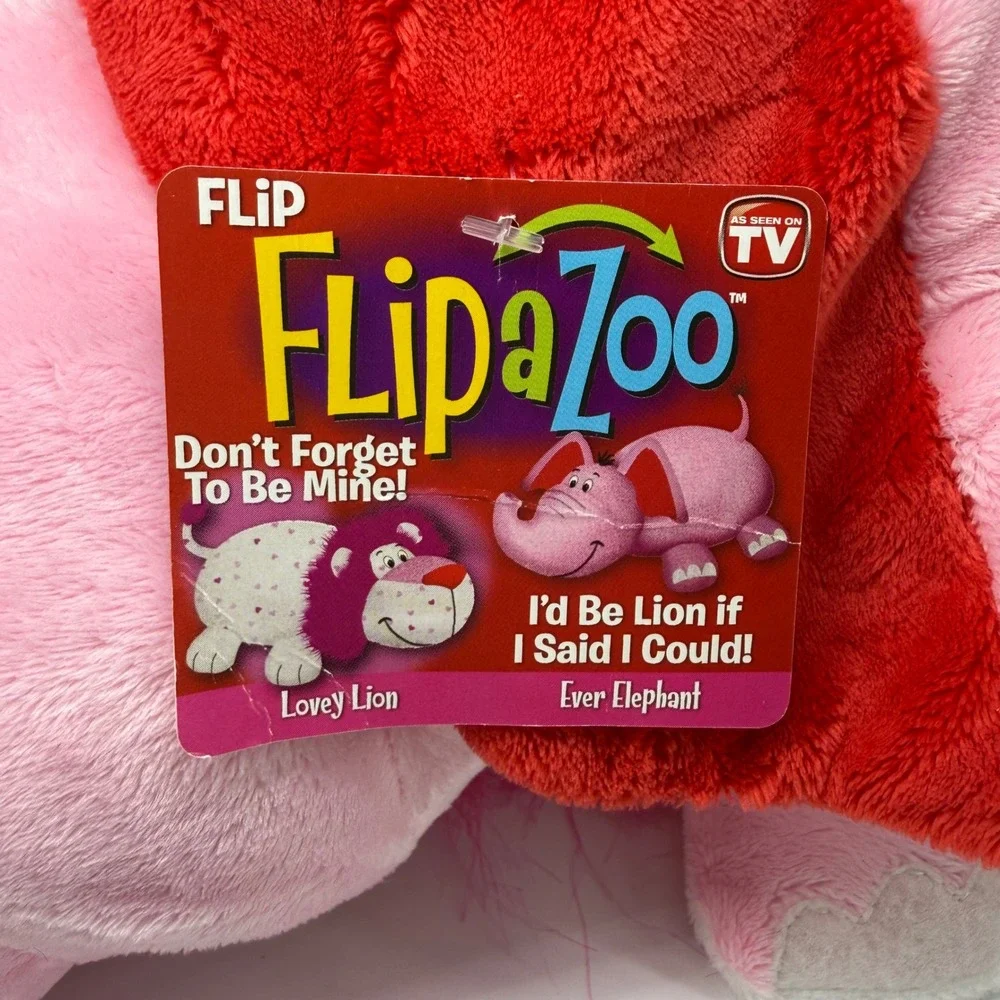 FlipaZoo Ever Elephant Lovey Lion Reversible Plush Toy 16in 84926 Valentines NEW